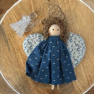 Blue Angel Christmas tree Ornament and glass angel ornament both